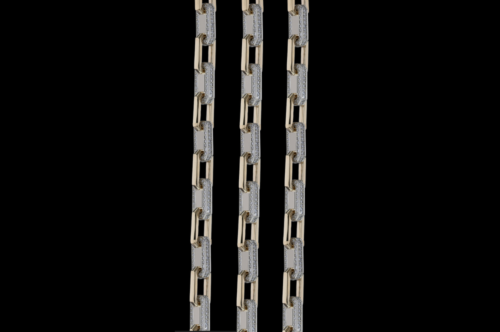 Cloud Link Bracelet White Diamond Gold