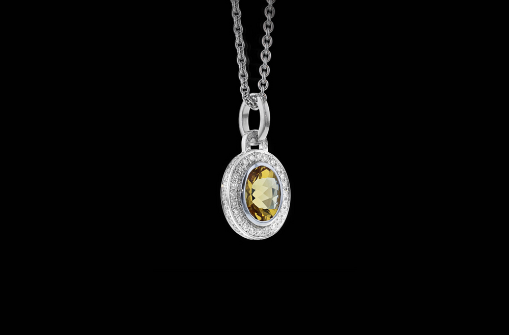 Yellow Citrine Pave Pendant